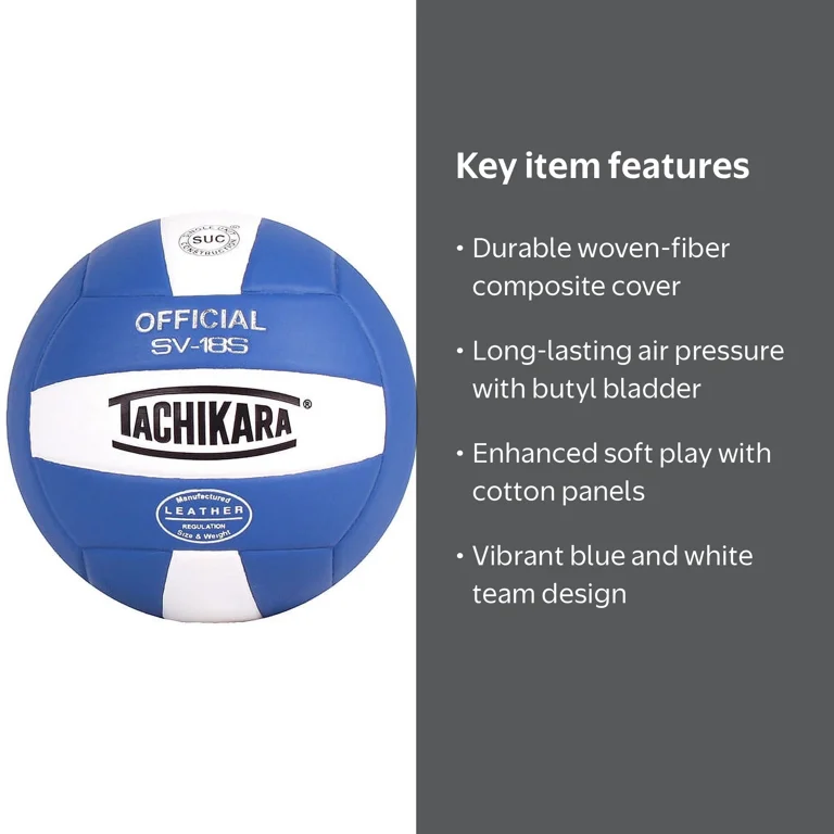 Tachikara SV-18S Composite Leather Volleyball, Blue/White