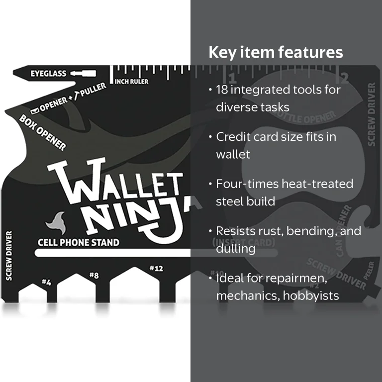 Wallet Ninja 18 In 1 Multi-Purpose Credit Card Tool - Walmart.com