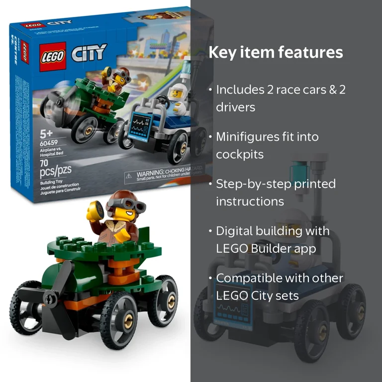 LEGO City Airplane and Race Car Pack Toy for Kids 5+, Building LEGO City Airplane and Race Car Pack Toy for Kids 5+, Building