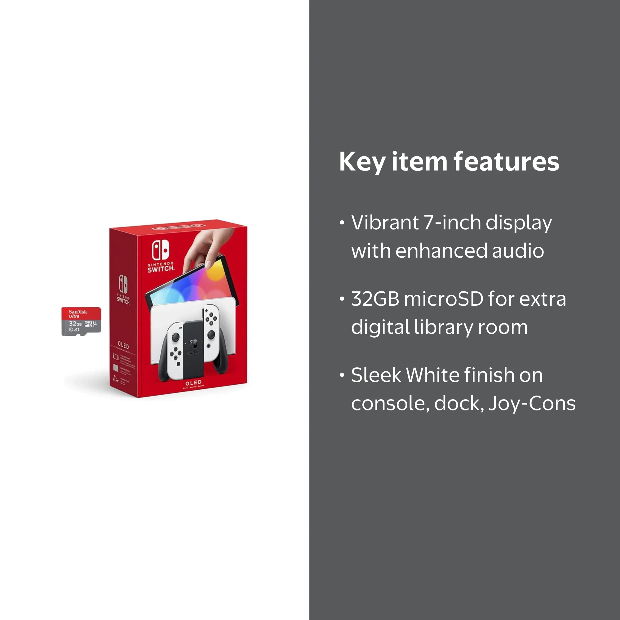 Nintendo Switch OLED White and 32GB microSD Card - World Edition