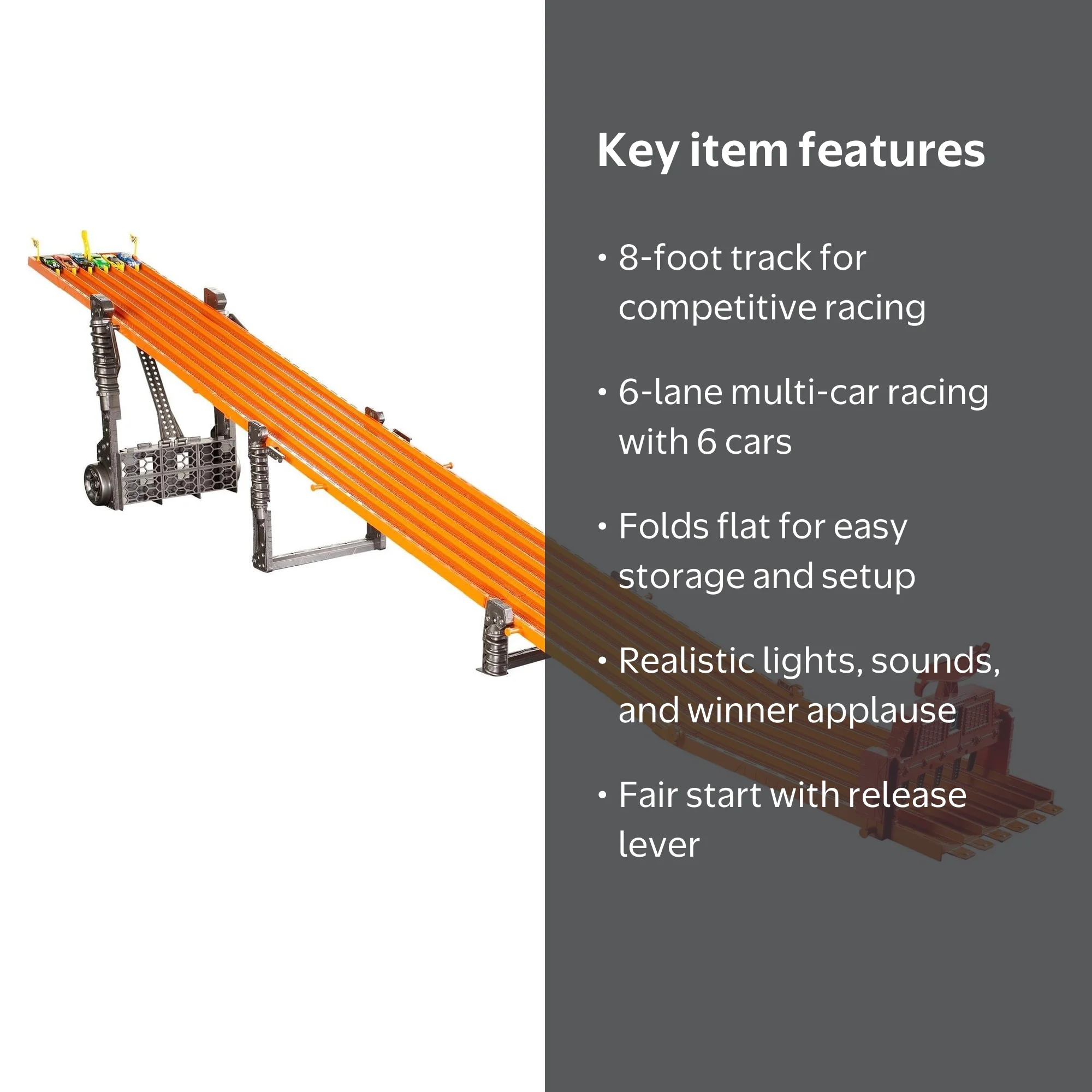 Hot Wheels, Super 6-lane Raceway, 8ft, with lights and sounds