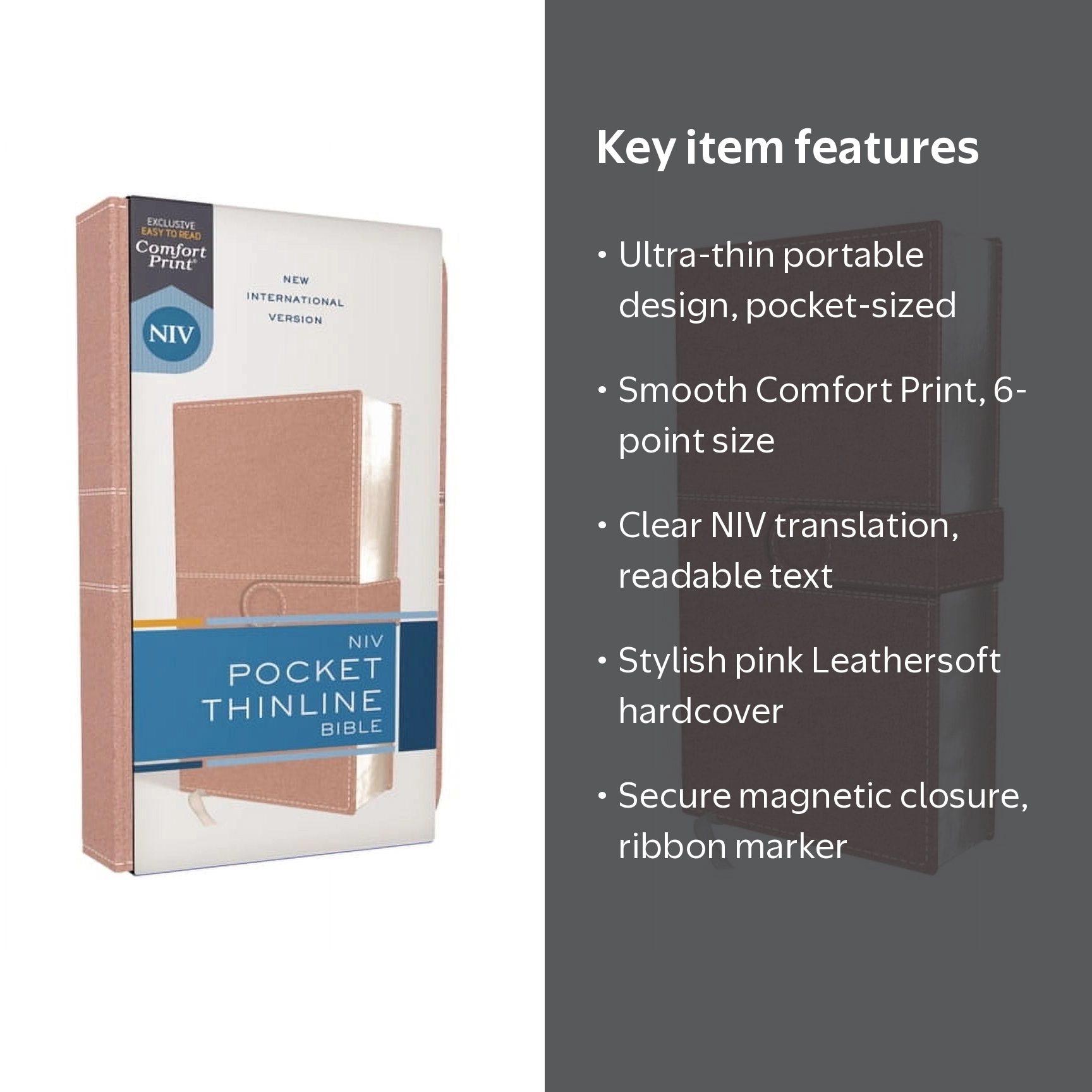 Niv, Pocket Thinline Bible, Leathersoft, Pink, Snap Closure, Red