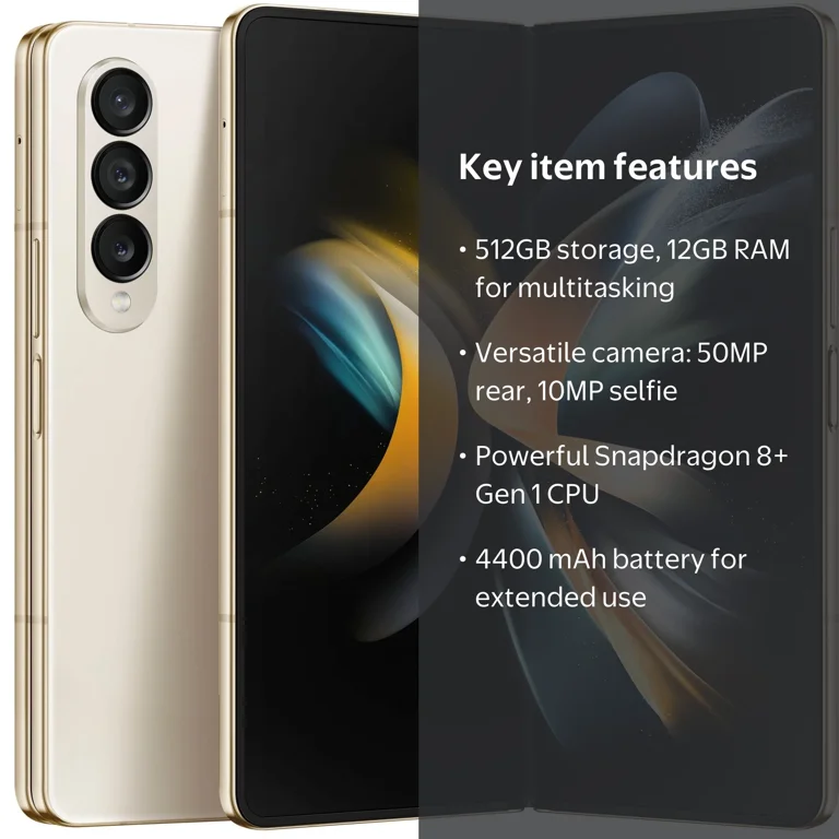 Unlocked Samsung Galaxy Z Fold4 512GB Beige Android Smartphone