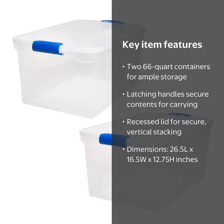 Open Box Homz 66 Qt Heavy Duty Modular Stackable Containers, Clear