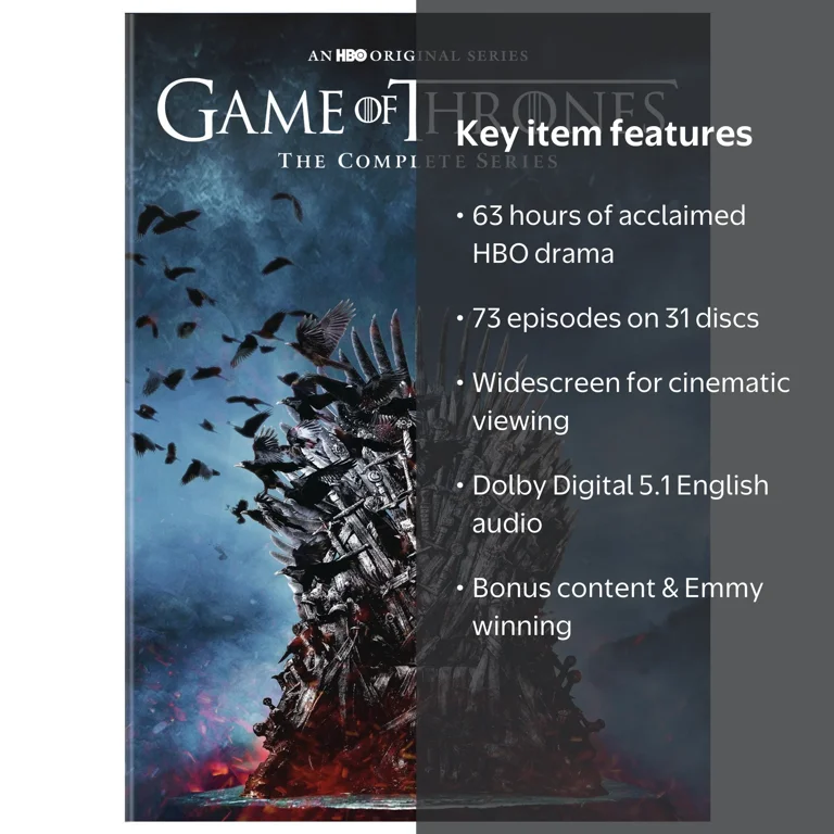 Game of Thrones: The Complete Series (DVD), 73 episodes on 31