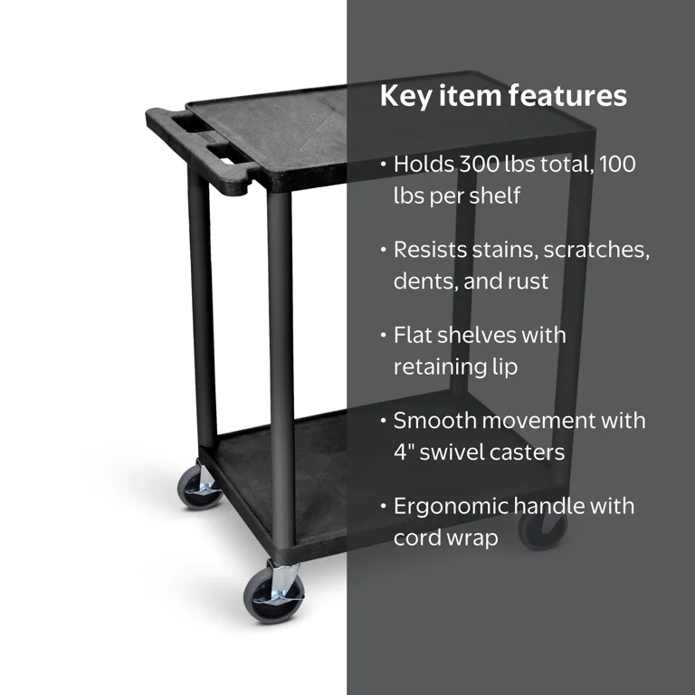 Luxor Rolling Mobile Utility Cart, 18