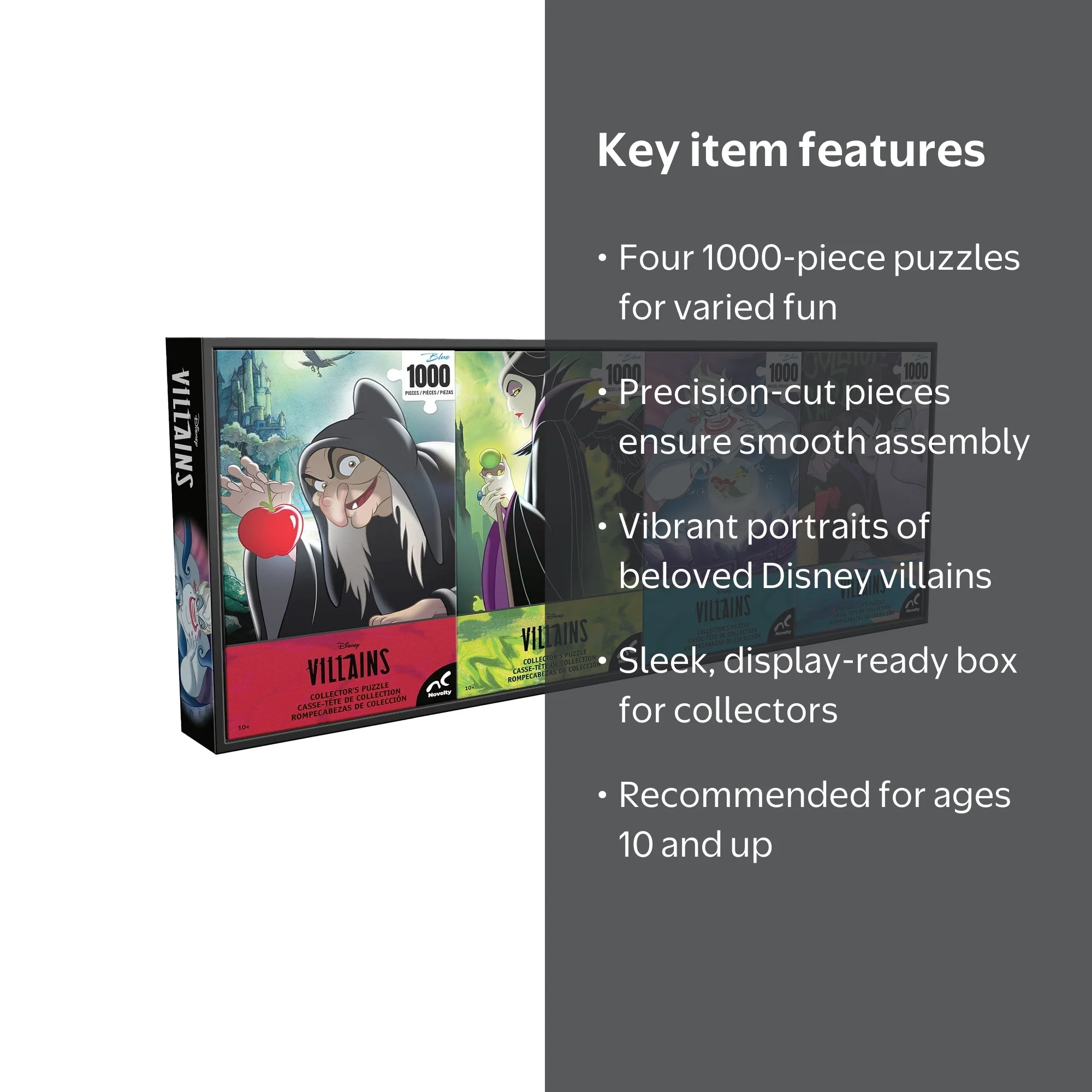 値下げ！Disney◆ ヴィークルコレクション ×４点セット Disney Villains Collector's Puzzle Set – 4-Pack (1000 Pieces Each