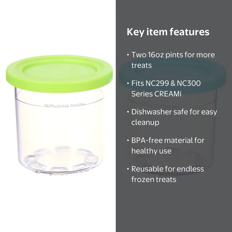 Ninja, CREAMi Pints, 2 Pack, Compatible with NC300 Series