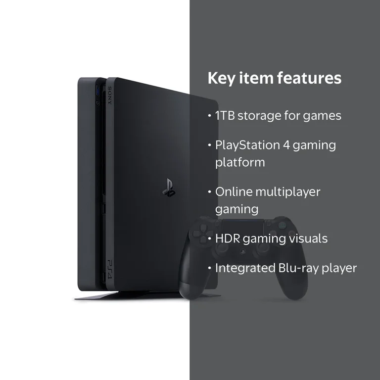 Sony PlayStation 4 Slim 1TB Black Gaming Console, CUH-2115B