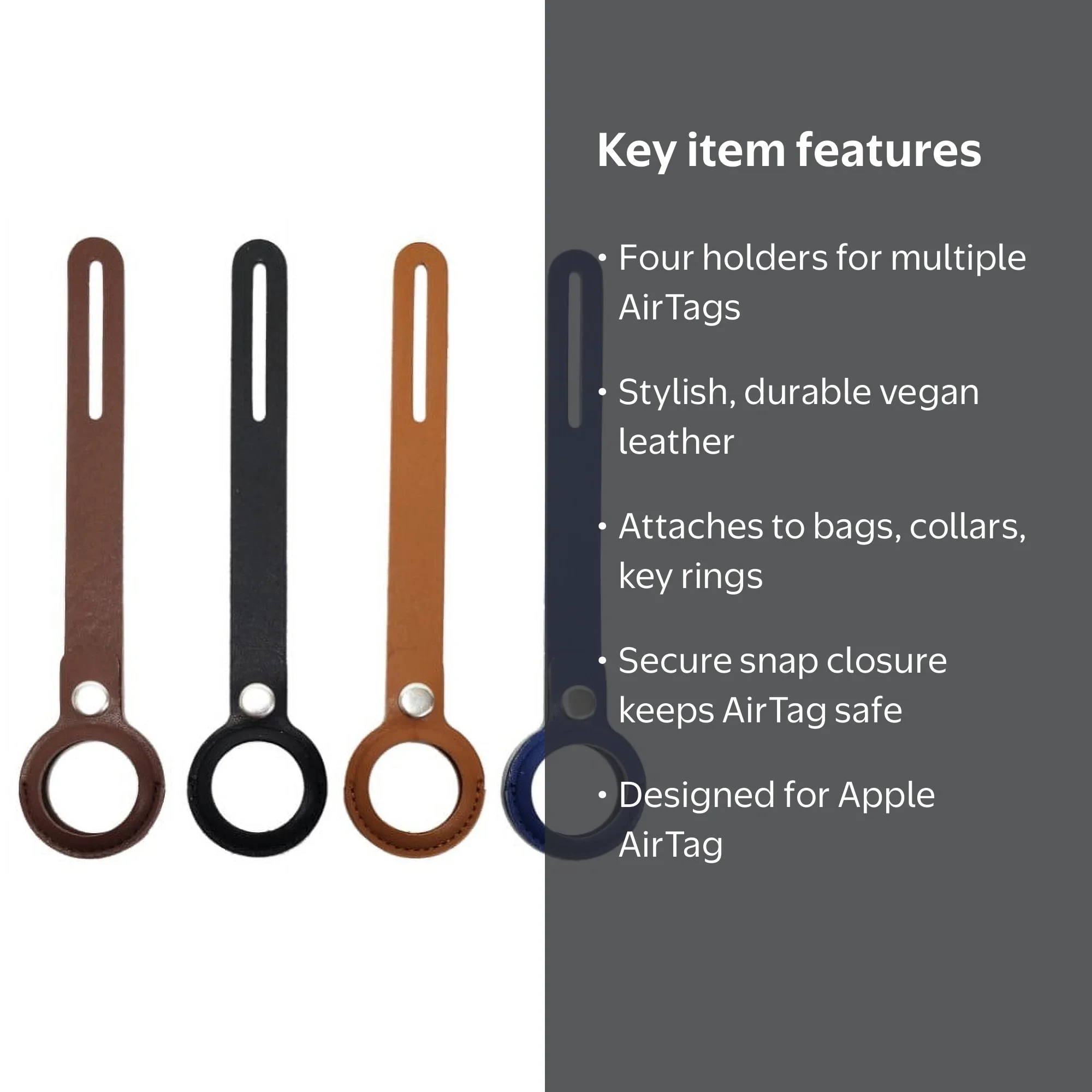 Onn+ Protective Holder for Apple AirTag with Strap Vegan Leather