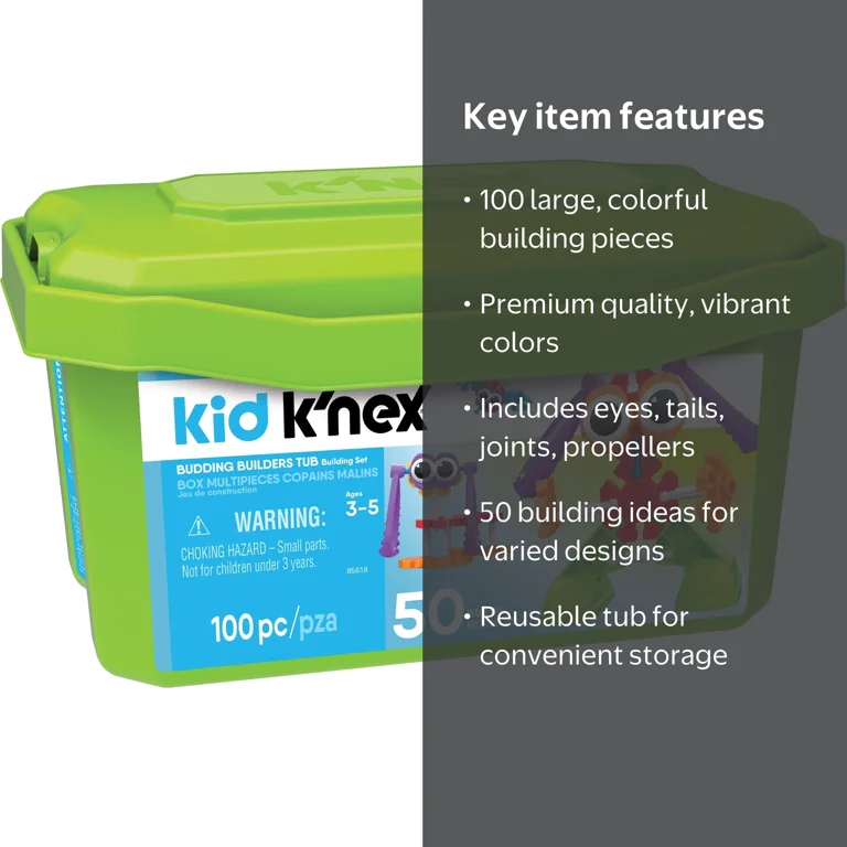 K'NEX Kid K'NEX Budding Builders Building Set, 100 Pieces, Ages 3+