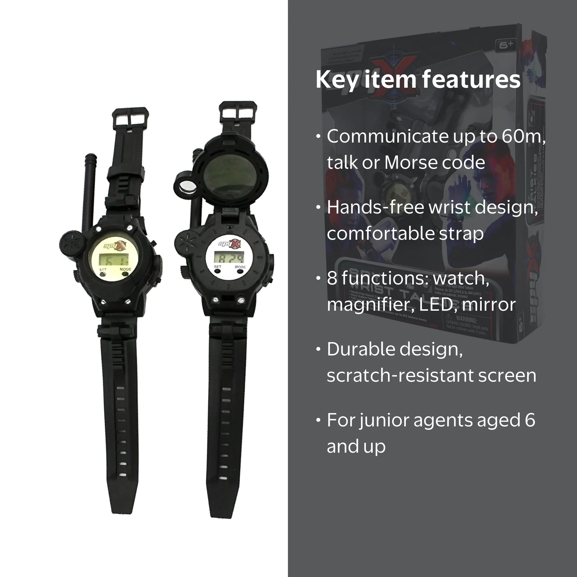 SPYX Spy Wrist Talkies, 8-in-1 Walkie Talkie Watch, Spy Gear Toy