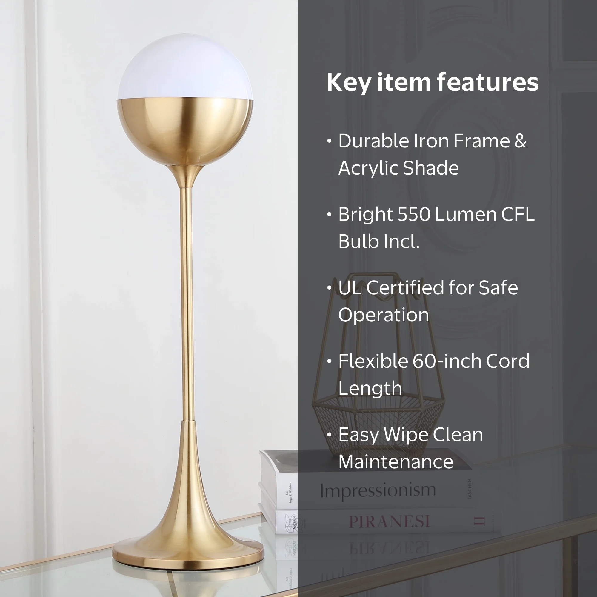 Safavieh Lando Modern 27 In. High Table Lamp, Brass Gold - Walmart.com
