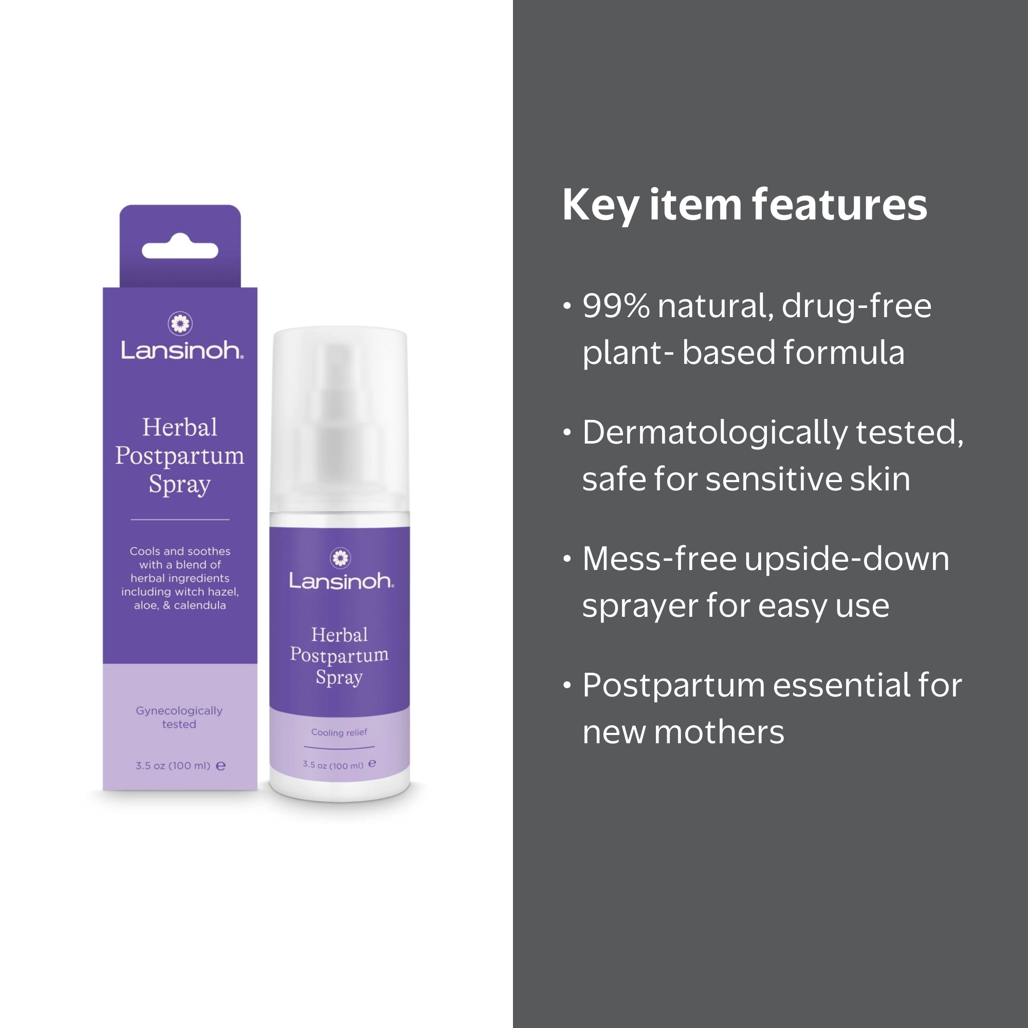 Lansinoh Herbal Perineal Spray, Postpartum Essentials, 3.5 fl oz