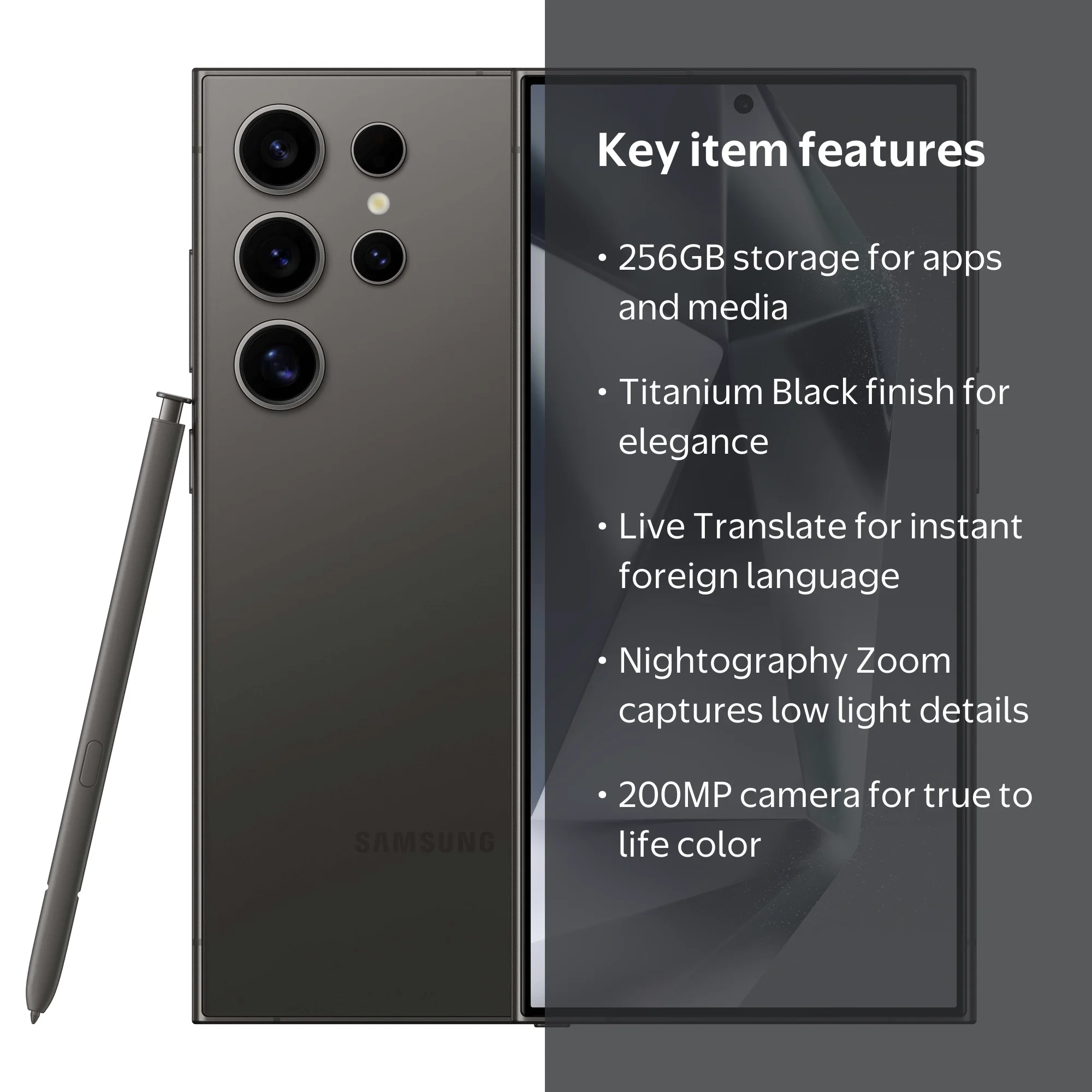AT&T Samsung Galaxy S24 Ultra Titanium Black 256GB - Walmart.com