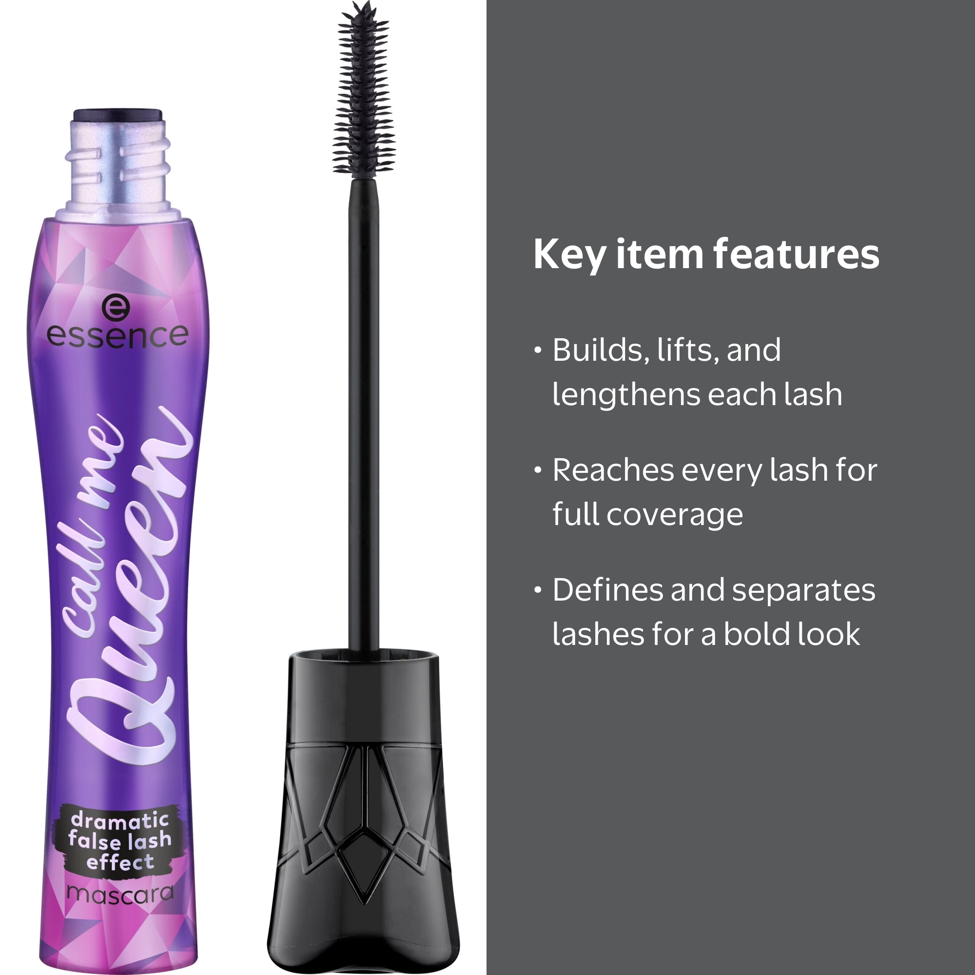 essence Call Me Queen Dramatic False Lash Effect Mascara, Black