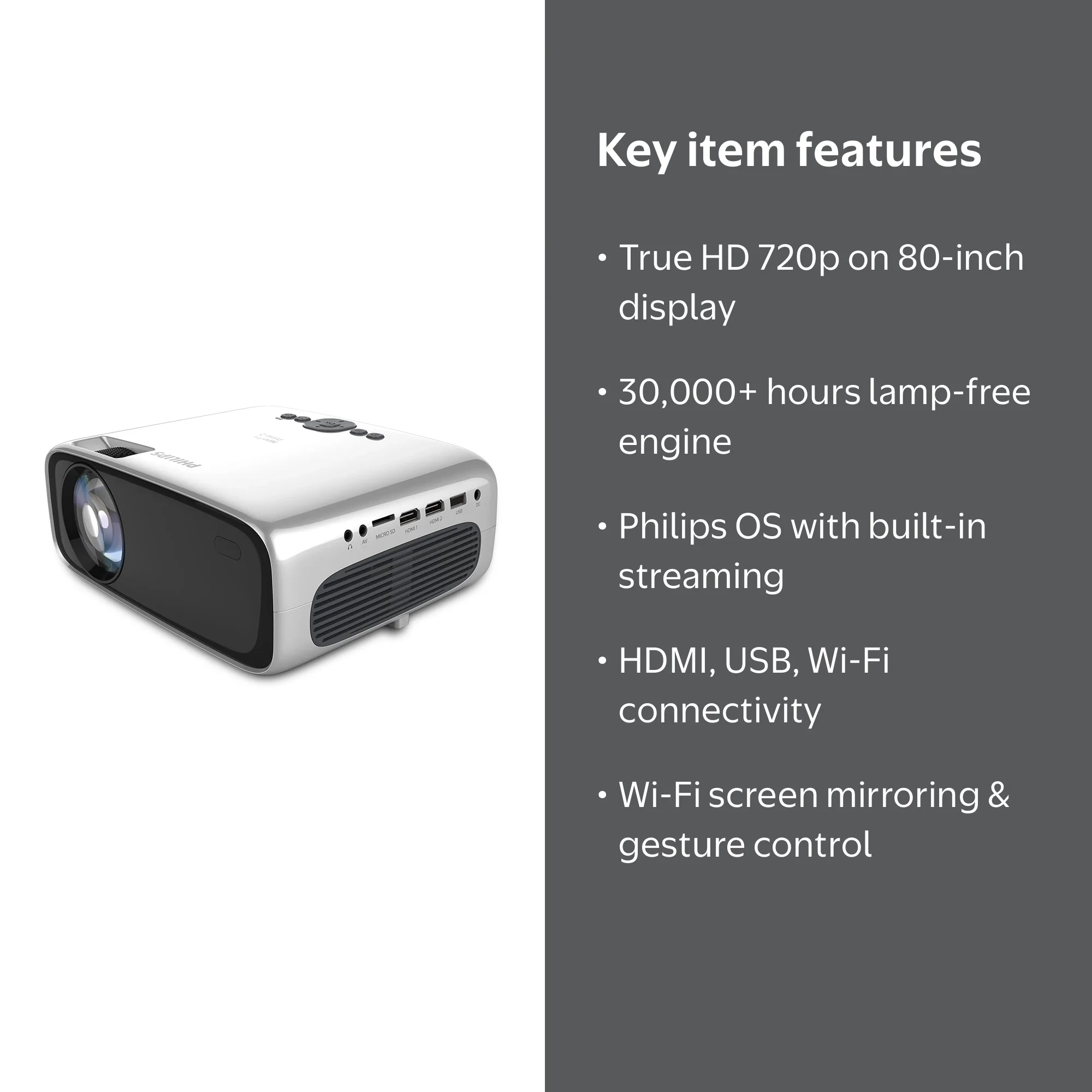 Philips NeoPix Prime 2, True HD projector with Apps and built-in