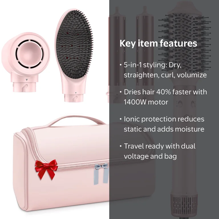 RACCOMB Dual Voltage Hair Styler 5-in-1 High-Speed Dryer Brush