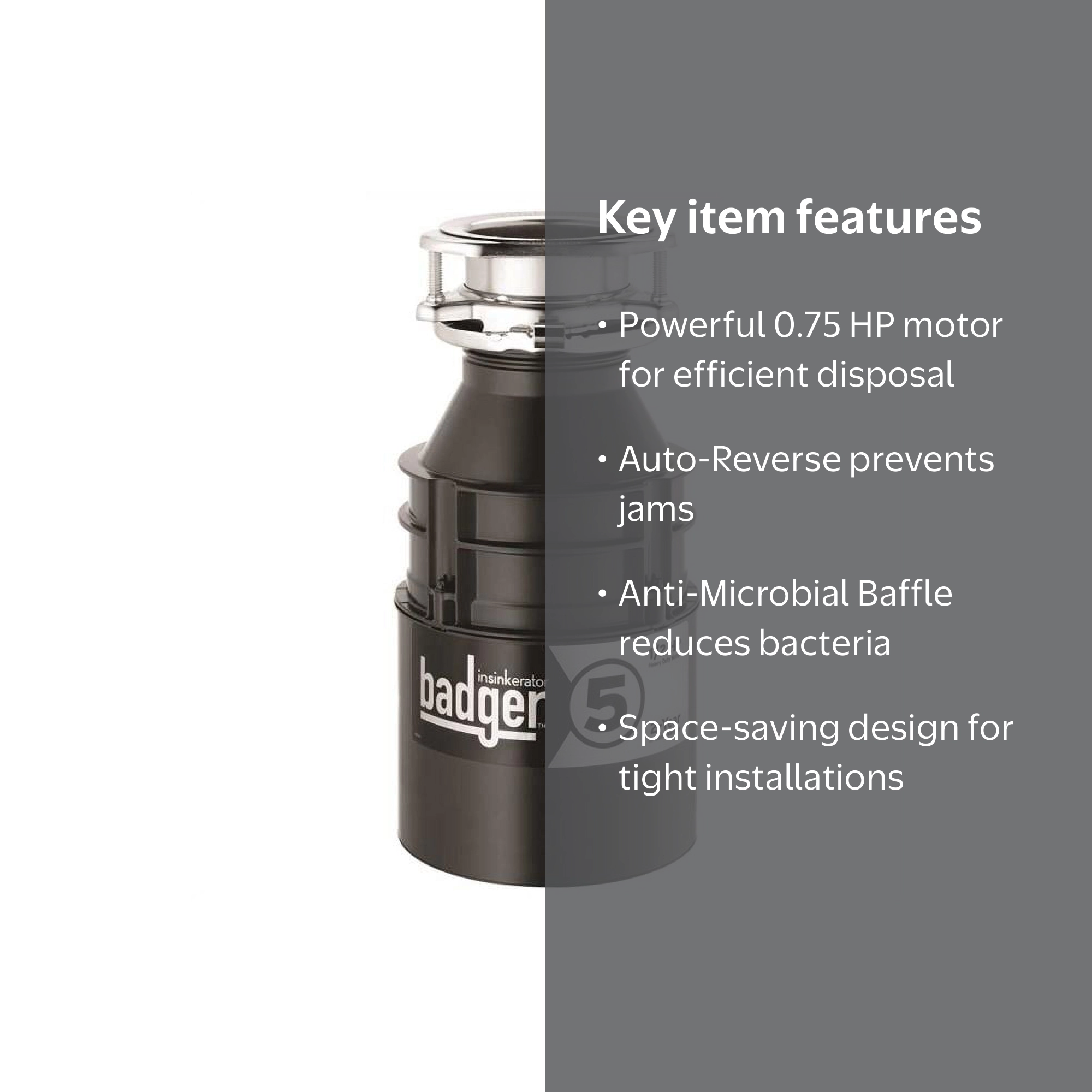 InSinkErator Evolution Pro 750 0.75HP Garbage Disposal, Auto