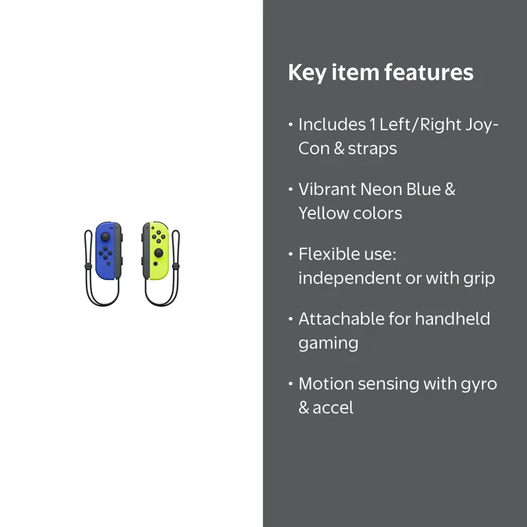Nintendo, Joy-Con Pair, Neon Blue & Neon Yellow, for Nintendo