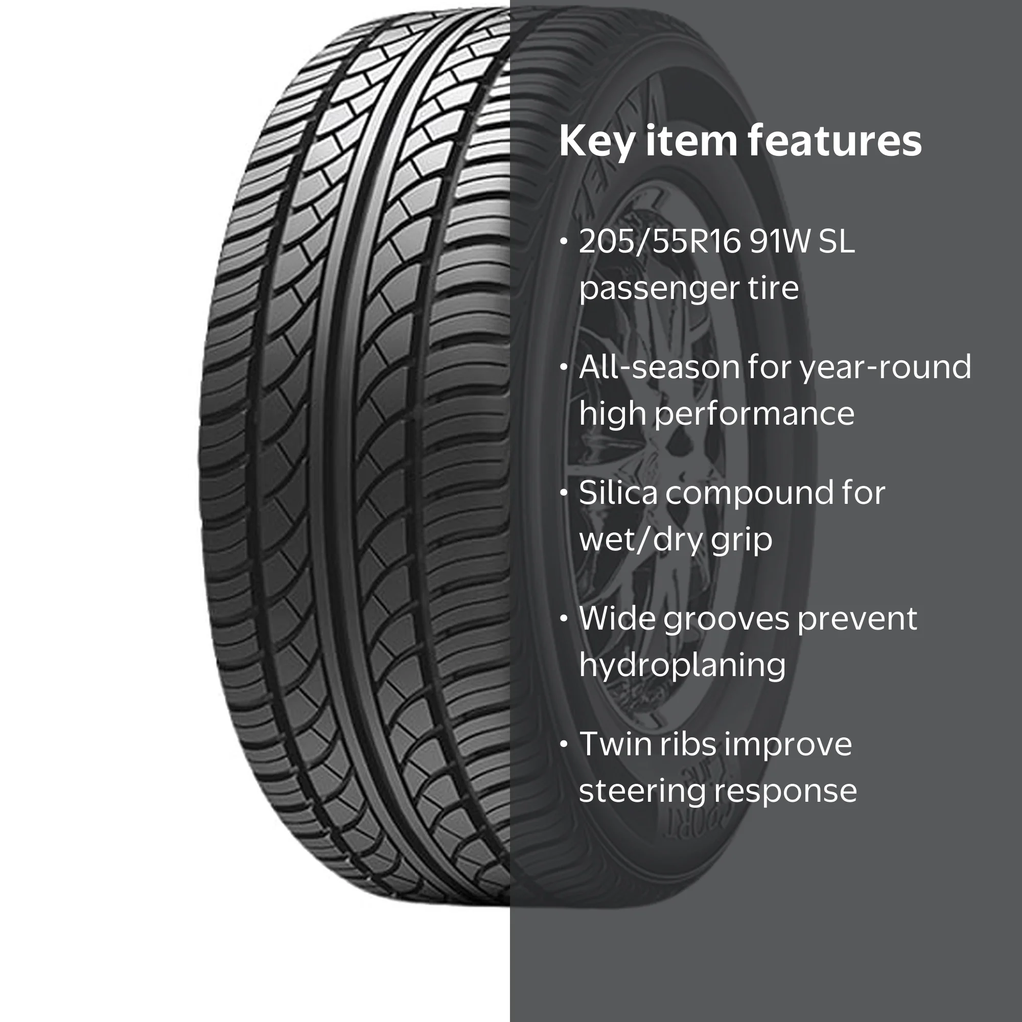 Zenna High Performance 205/55R16 91W A/S Tire for 2012-15 Honda