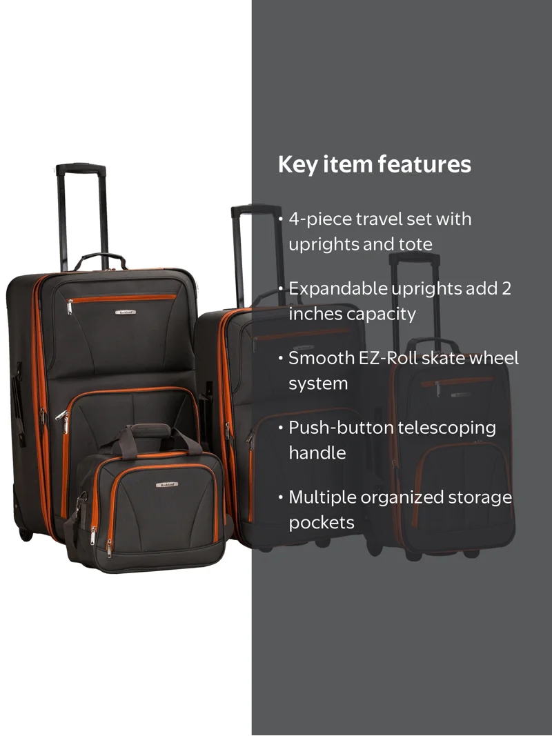 Rockland, Luggage Set, F32, 4 Piece Softside Expandable - Walmart.com