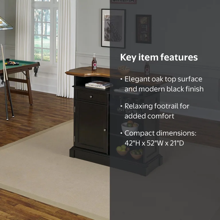 Homestyles Americana Black Bar with Storage - Walmart.com