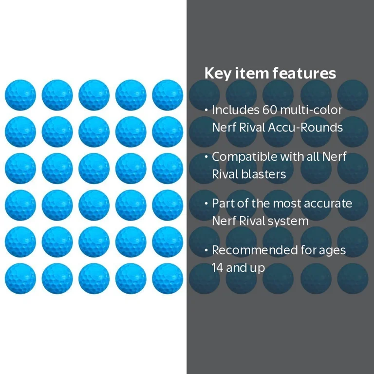 NERF RIVAL 60X most accurate ナーフライバル　玉 Nerf Rival 60 Accu-Round Refill Foam Rounds, Multi-color, 60 Count