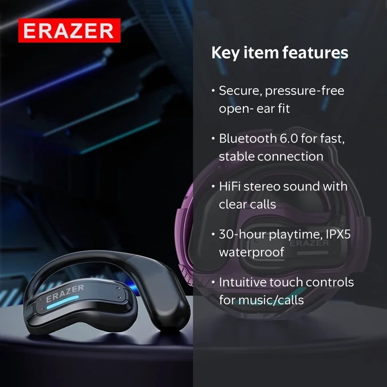 ERAZER X8 Open Ear Wireless Sport Earbuds, Ear Hook Bluetooth