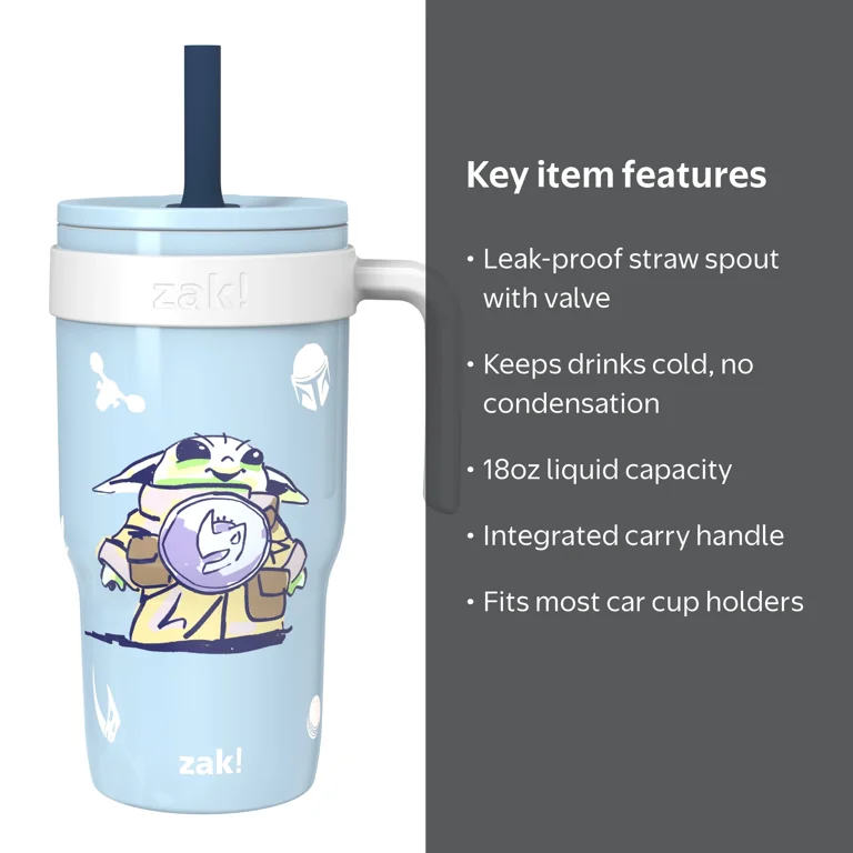 Zak Designs 18oz Mando/Grogu Double Wall Stainless Steel Cruiser