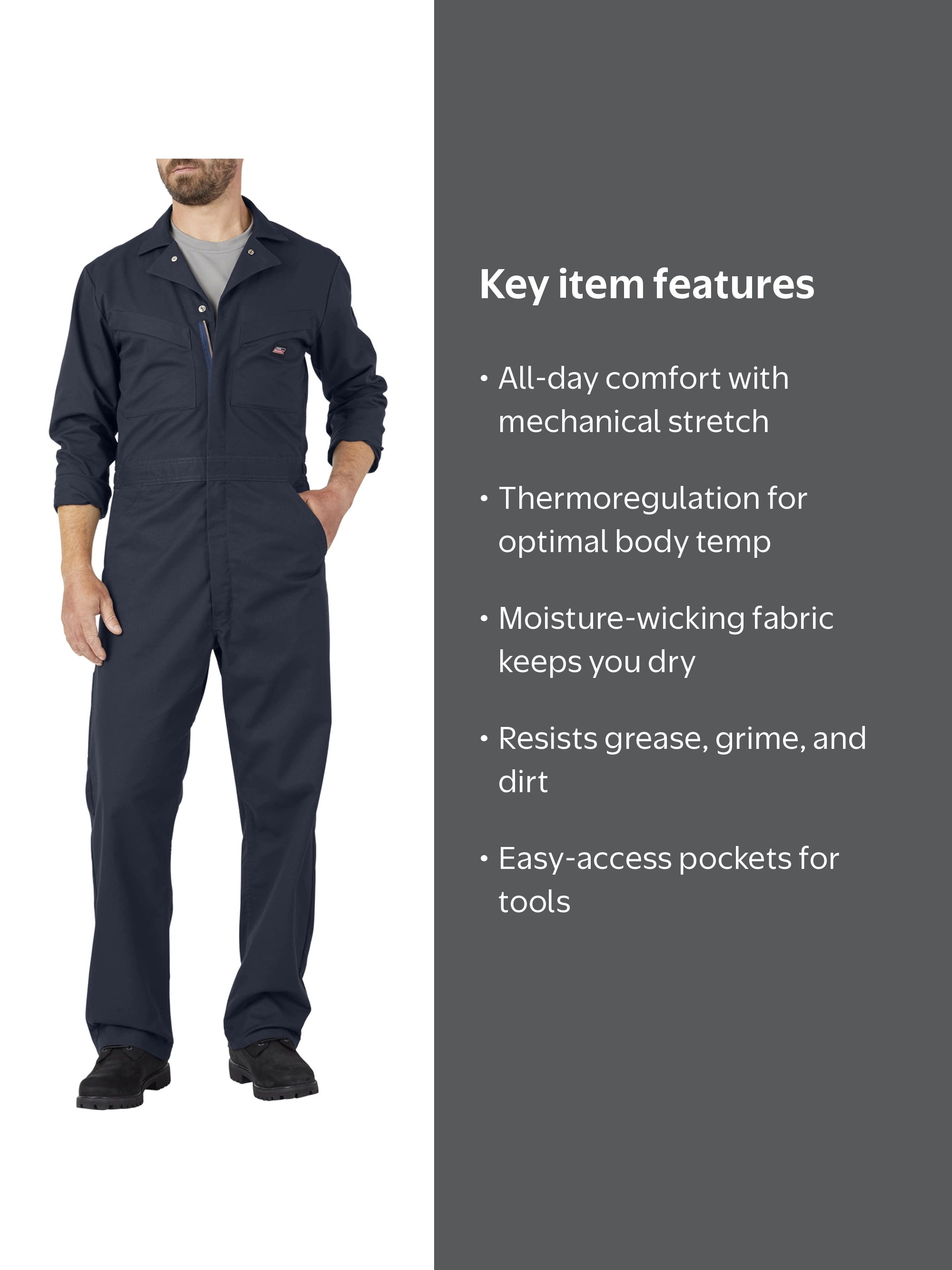 新品 Dickies COVERALL / Lサイズ 2点セット Genuine Dickies Men's Temp Control Long Sleeve Coverall with Flex