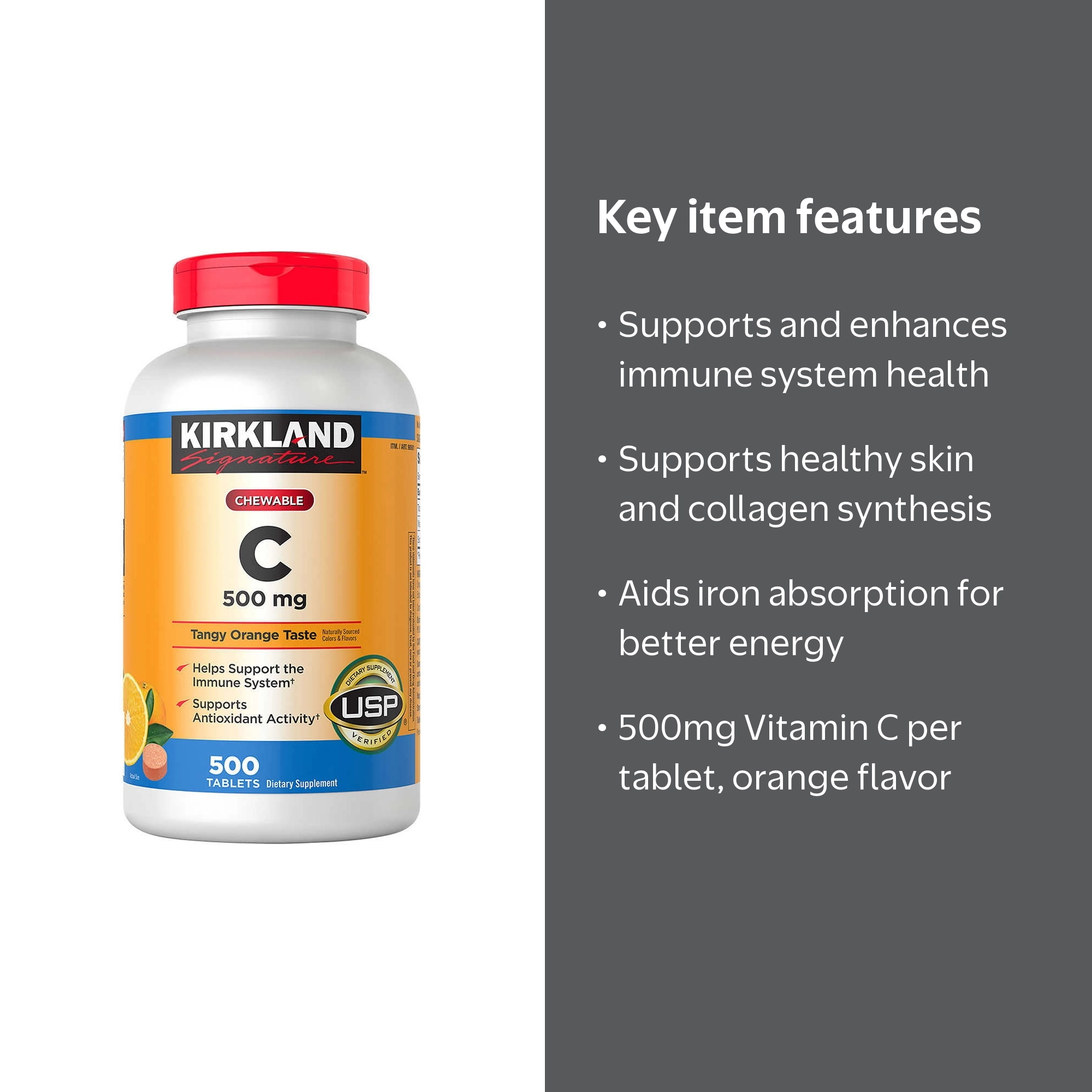 K.S Chewable Vitamin C 500 Mg, Tangy Orange 500 Tablets - Walmart.com