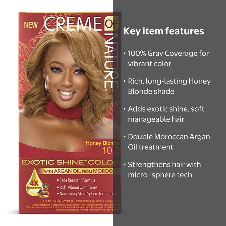 Creme of Nature Exotic Shine Color Hair Color, 10.0 Honey Blonde