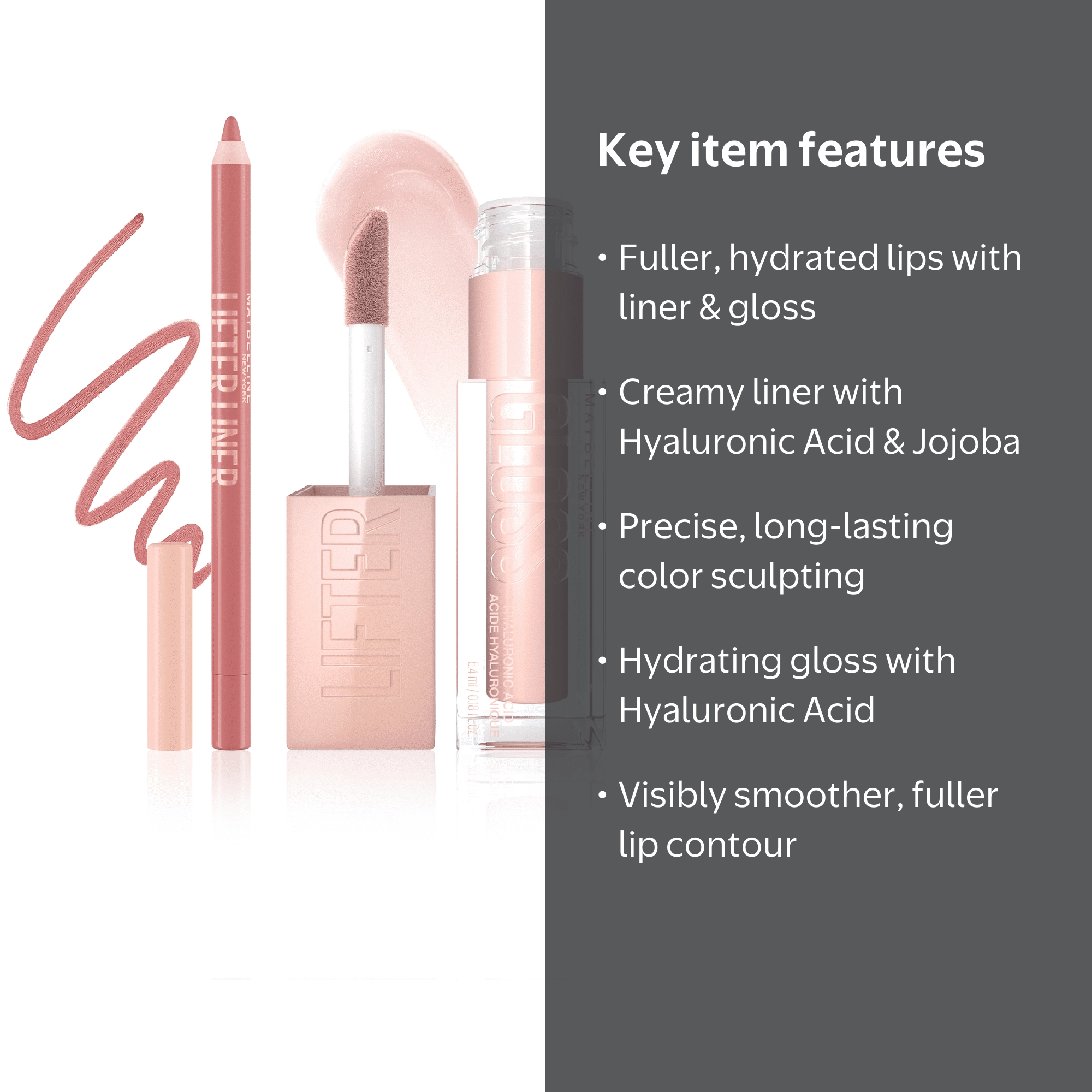 Maybelline Lifter Set, Line Leader Lip Liner & Ice Gloss, Glosses