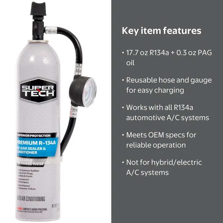 Super Tech Premium R-134a Automotive Refrigerant with Reusable