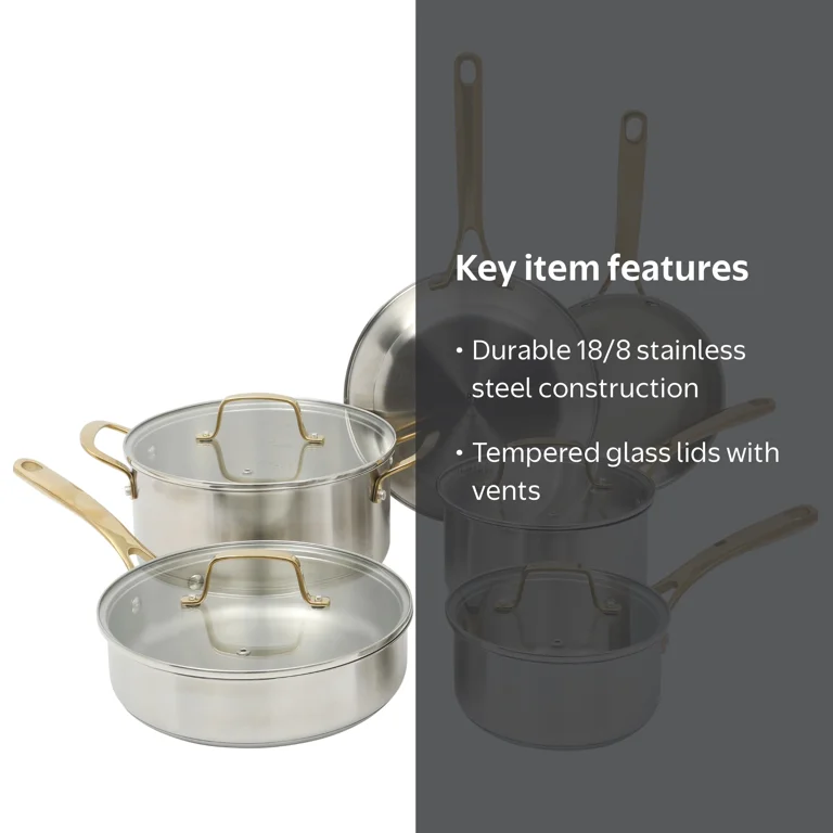Martha Stewart Everyday Midvale 10-Piece Stainless Steel Cookware