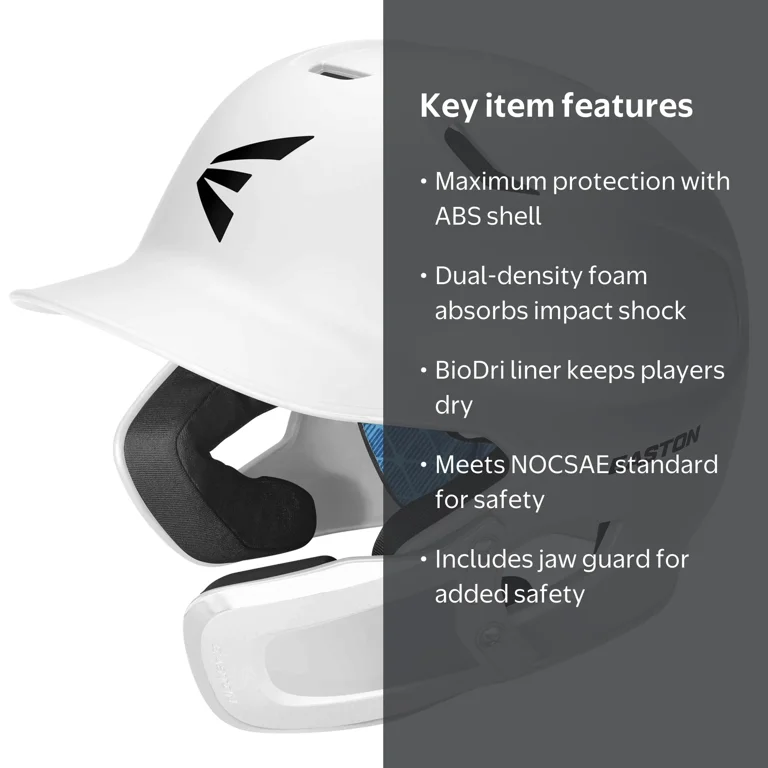 Easton Z5 2.0 Matte White Batting Helmet, Junior Size, ABS Shell