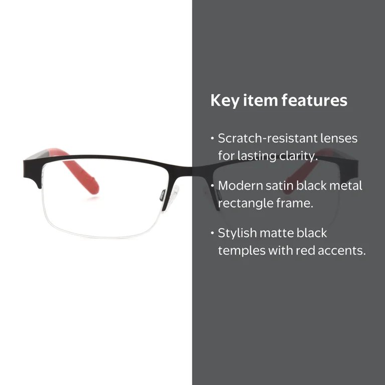 Ironman Rectangle Gunmetal Reading Glasses 1.75 - Walmart.com