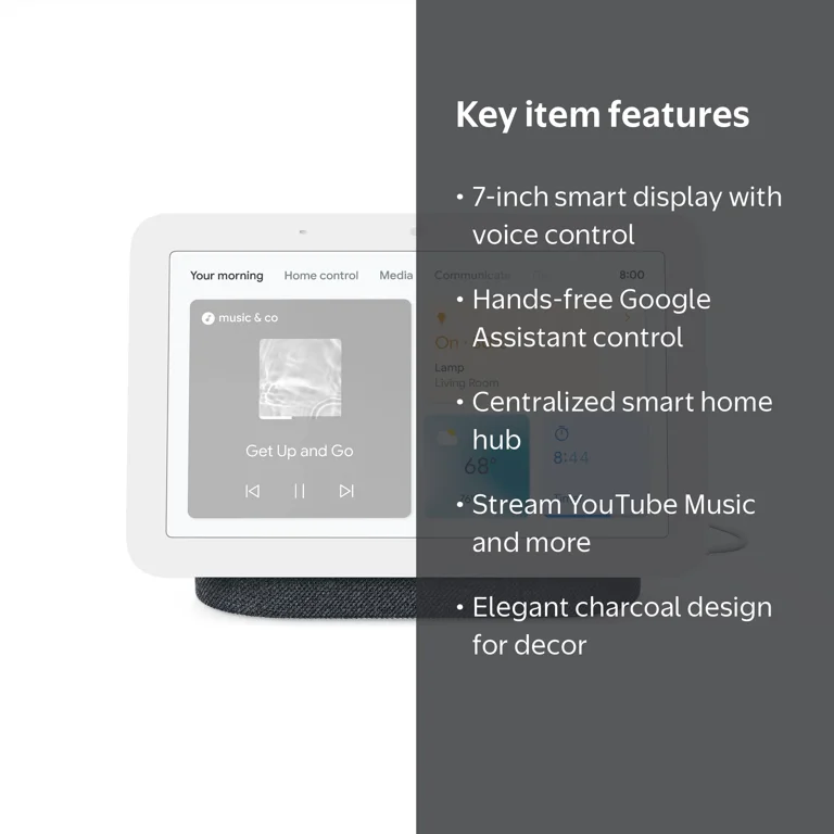 Google Nest Hub 2nd Gen - Charcoal, Smart Home Display with Google