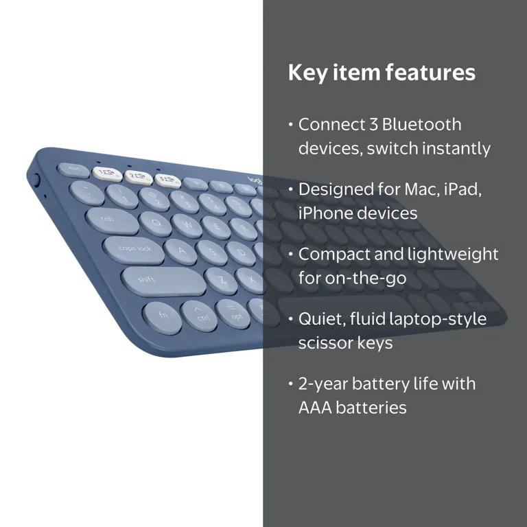 Logitech K380 Multi-Device Bluetooth Keyboard for Mac, Easy-Switch
