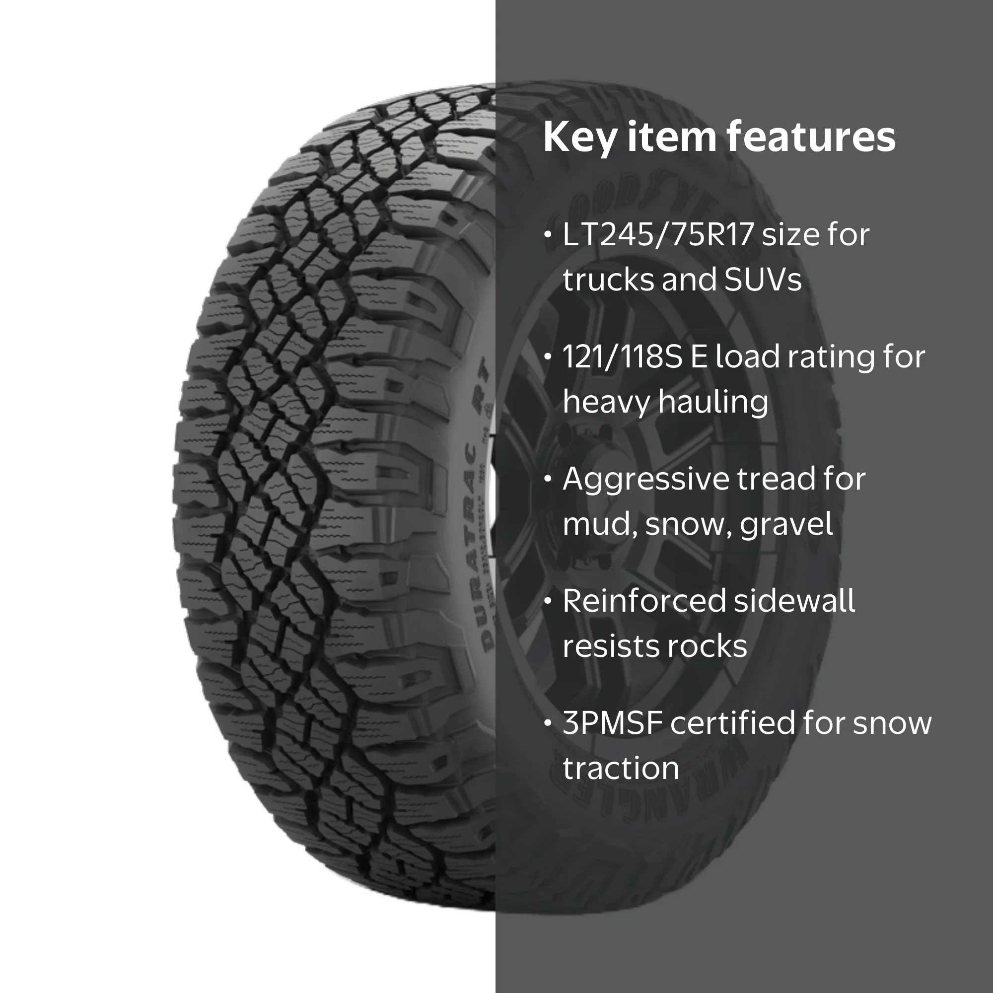 タイヤ・ホイール GOODYEAR WRANGLER DURATRAC LT245/75R17 Free Shipping! Goodyear Rugged Terrain LT245/75R17 E Tire with