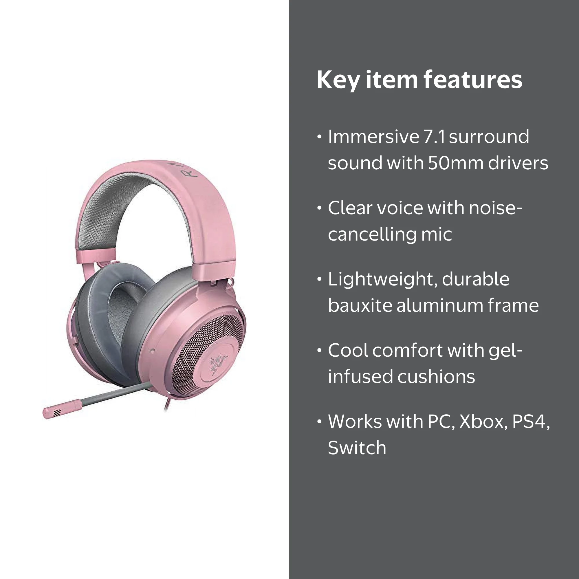 Razer Kraken 2019 Gaming Headset: Lightweight Frame - Noise