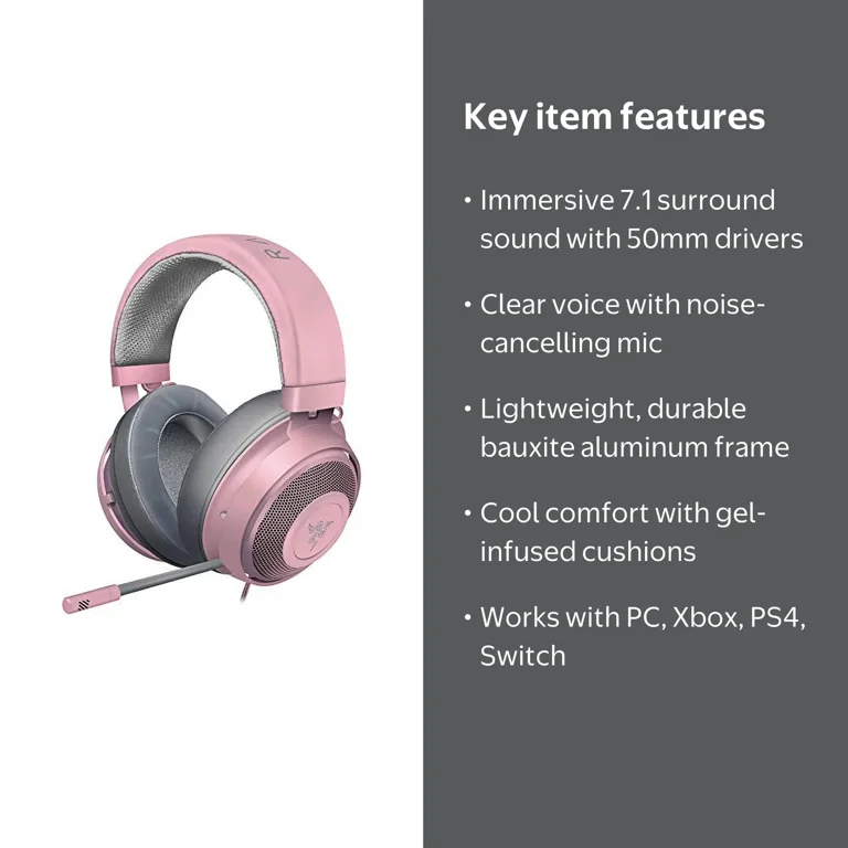 Razer Kraken 2019 Gaming Headset: Lightweight Frame - Noise