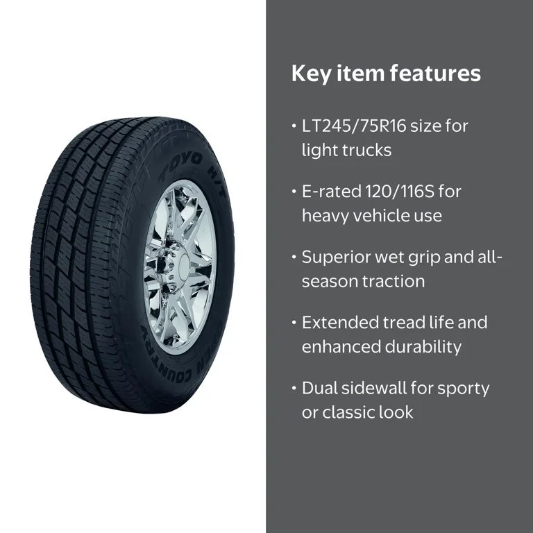 Toyo, Light Truck Tire, LT245/75R16 120/116S E, All-Season Highway