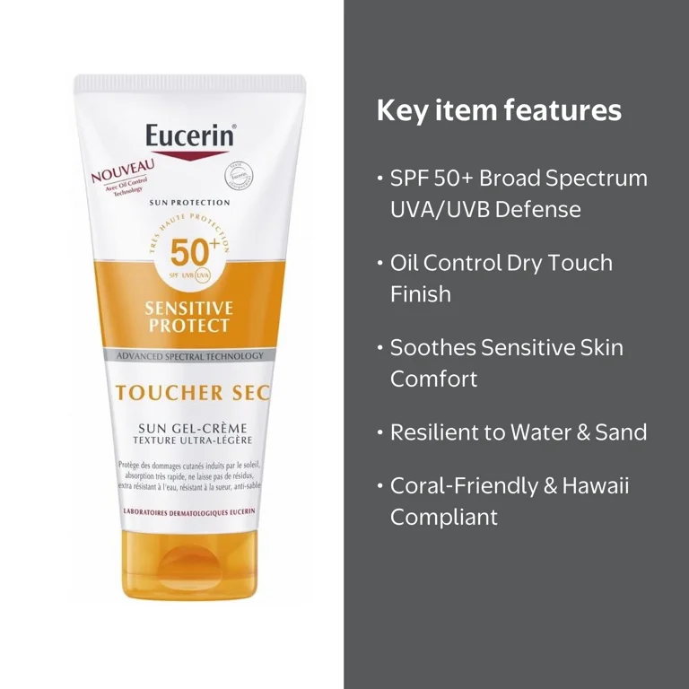 Eucerin Sunscreen Protector SPF 50+ Gel-Cream, Body Sunblock with