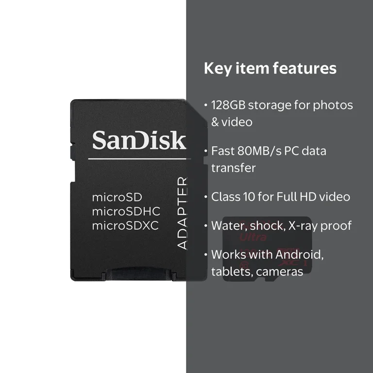 SanDisk Ultra Micro HD Memory Card - 128GB, microSDXC UHS-I with
