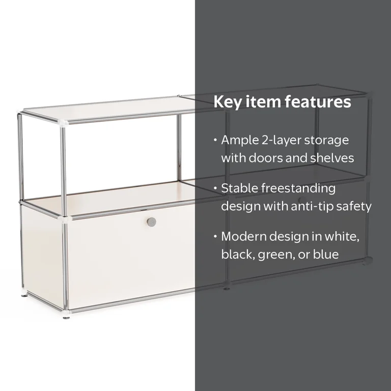 Raffle Pinker 2-Layer Metal Storage Cabinets with Doors and