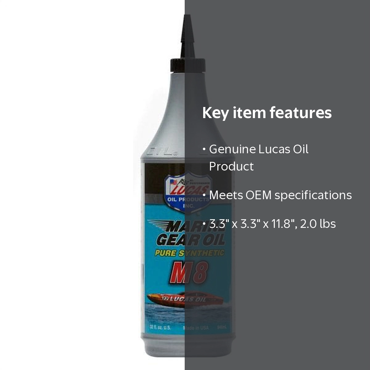 Lucas Oil Marine Gear Oil M8, OEM Specs, 3.3