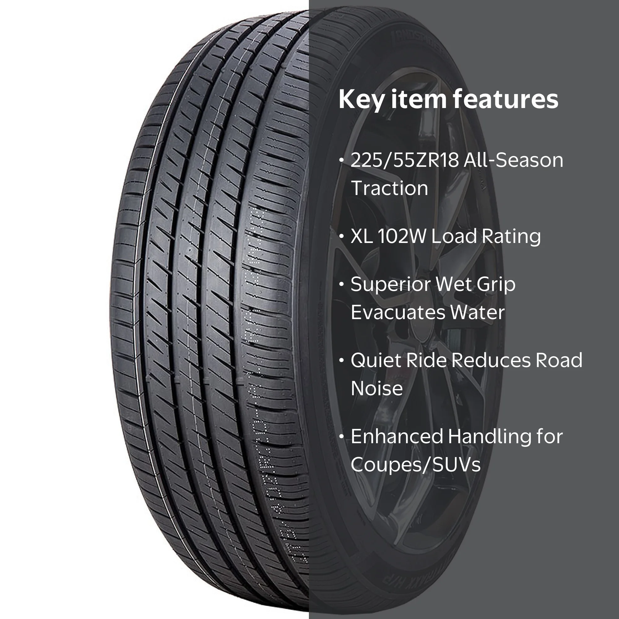 Landspider, Passenger Tire, All Season, 225/55ZR18 102W XL