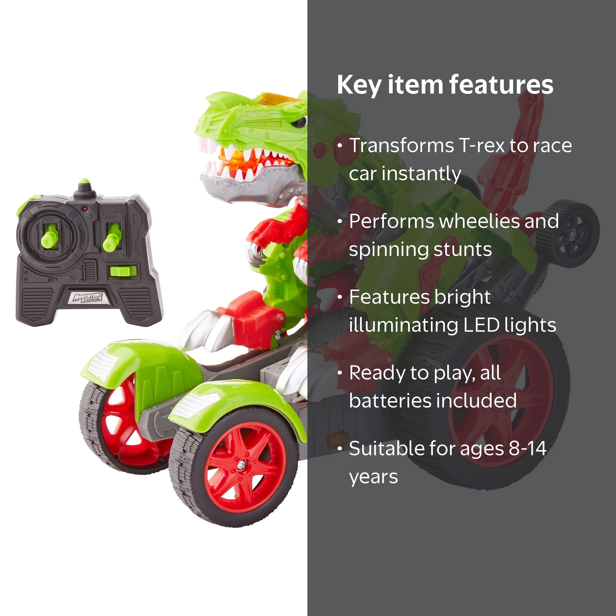 Adventure Force RC Tyranno Mech Stunt Car with Velocity Wheels and